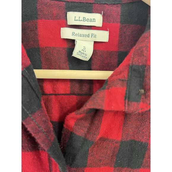 LL Bean Buffalo Plaid Red Checkered Flannel Button Down SP - Picture 3 of 4